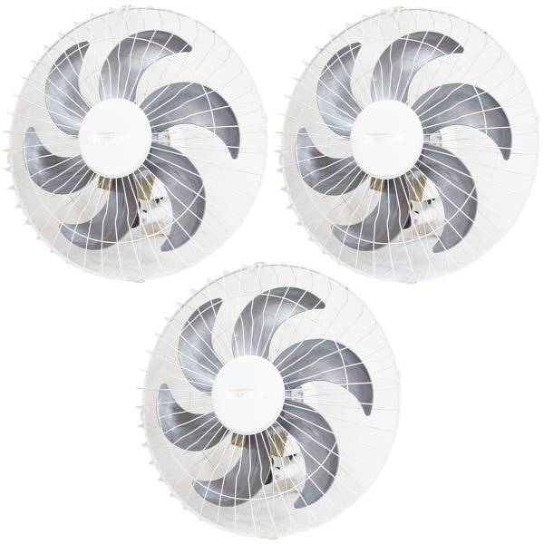 Kit 3 Ventiladores Parede 50cm 200W Industrial Turbo Turbão 6 Pás Bivolt 110V 220V Branco Vitalex - 1