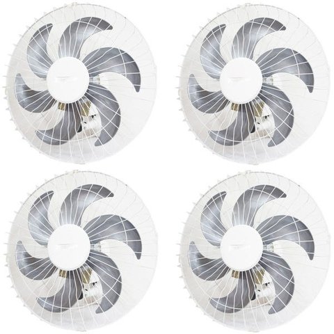 Kit 4 Ventiladores Parede 50cm 200W Industrial Turbo Turbão 6 Pás Bivolt 110V 220V Branco Vitalex