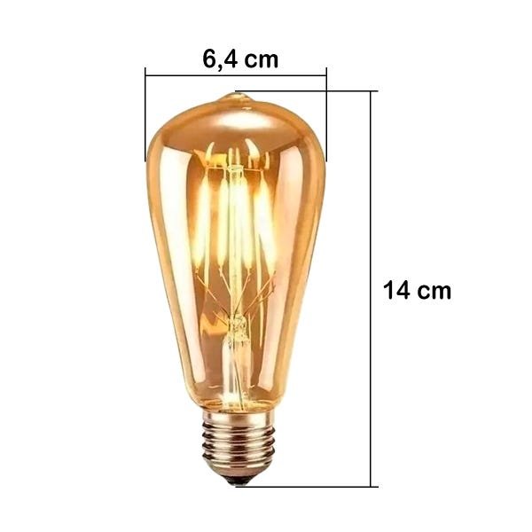 3 Lâmpadas Vintage Filamente Led Decorativa Retrô Vintage Âmbar ST64 4W 320LM Gmh Trade LST64-SC - 2