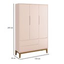 Ver imagem 4 de Berço Americano e Guarda Roupa 3 Portas New Classic Rosa com Pés Madeira e Colchão Gazin –