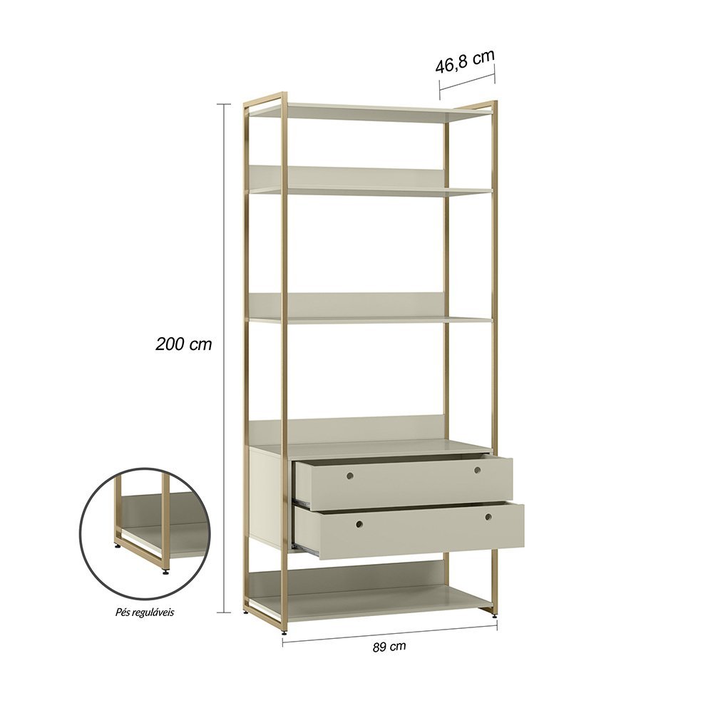 Conjunto de Módulos Guarda-roupa P/ Closet Industrial Olivar 4 Gavetas 178cm - Off White - 4