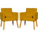 Ver imagem 1 de Kit 2 Poltronas Decorativa para Sala Nina Suede Cores Pé Palito 30cm Castanho