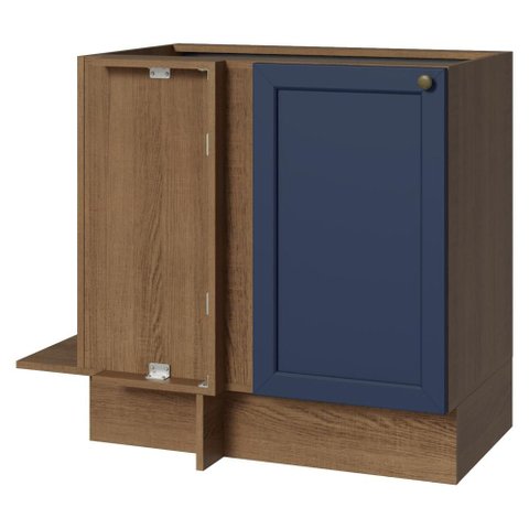 Balcão de Canto 1 Porta (sem Tampo) Rustic/Azul Vik Madesa