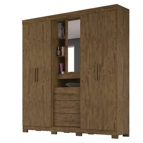 Guarda Roupa 5 Portas com Espelho Eldorado Castanho Wood 907331 Moval