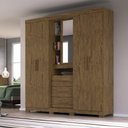 Ver imagem 2 de Guarda Roupa 5 Portas com Espelho Eldorado Castanho Wood 907331 Moval