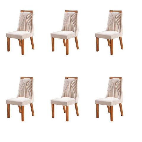 6 Cadeiras para Mesa de Jantar Estofada - Veneza - Lj Móveis