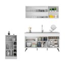 Ver imagem 4 de Armário de Cozinha Compacta com Bancada Americana Veneza Multimóveis Mp2200 Branco/preto