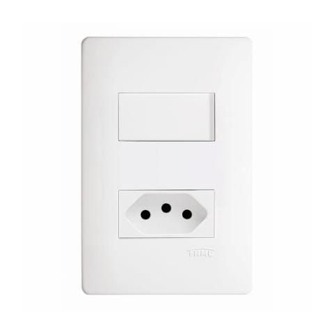 Fame Habitat com Placa Interruptor Simples + Tomada 2p+t 10a R.2100