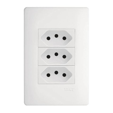 Conjunto Fame Habitat 3 Tomadas 2P+T 10A R.3126 com Placa e Suporte