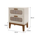 Ver imagem 4 de Mesa de Cabeceira para Quarto Santorini 45cm Off White Brilhante Estilo Retrô Pé Madeira c/2 Gavetas