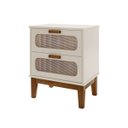 Ver imagem 3 de Mesa de Cabeceira para Quarto Santorini 45cm Off White Brilhante Estilo Retrô Pé Madeira c/2 Gavetas