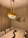 Ver imagem 5 de Pendente Moderno Dourado 80cm P/ Mesa Sala de Jantar Hall