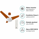Ver imagem 6 de Ventilador de Teto Venti-Delta Munique Inverter 55W Bivolt 95cm 3 Pás MDF com Controle Remoto e Lust