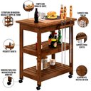 Ver imagem 3 de Carrinho Churrasco Grade Churrasqueira Tábua De Cortes Home W02 Madeira Maciça Imbuia - Lyam Decor