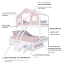 Ver imagem 4 de Treliche Casal/ Solteiro Casinha Dos Sonhos Kit Escada/ Escorregador Madeira Maciça Rosa/branco
