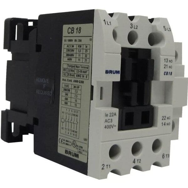 Contator Principal Tripolar 18a 380vca 50 60hz Ac3 Brum - 3