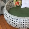 Chaise Orbit em Fibra Sintética Trançada Taipa - Tecido Lisato Oliva - 2