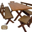 Ver mais imagens de Conjunto Mesa Madeira Maciça para Churrasco Mel + 4 Bancos Estofados Jambo