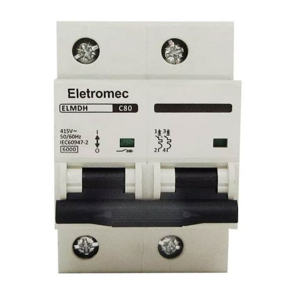 Disjuntor 80a Amperes Bipolar Curva C Eletromec - 1