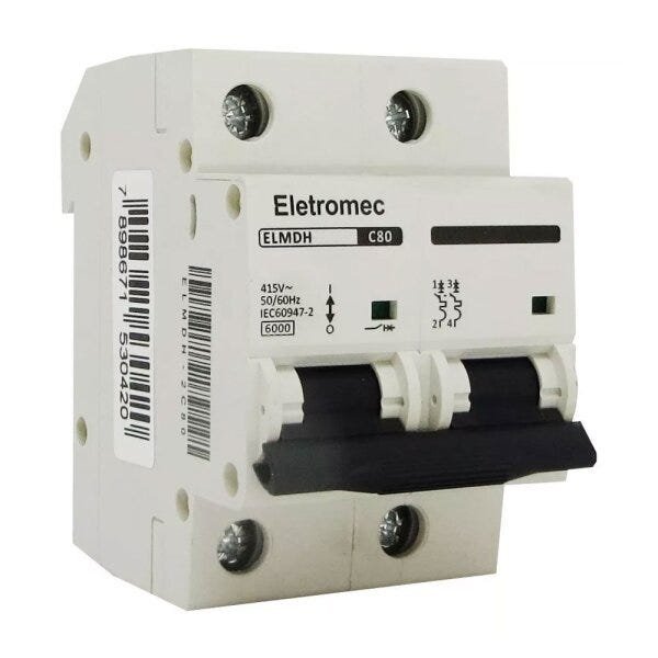Disjuntor 80a Amperes Bipolar Curva C Eletromec - 3