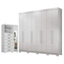 Ver imagem 1 de Guarda Roupa Casal Master New 8 Portas 4 Gavetas MDP com Cômoda 1 Porta 6 Gavetas Espelho Santos