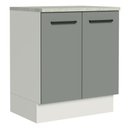 Ver imagem 1 de Balcão Armário de Cozinha 70 cm 2 Portas Branco/Cinza Agata Madesa