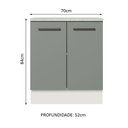 Ver imagem 3 de Balcão Armário de Cozinha 70 cm 2 Portas Branco/Cinza Agata Madesa