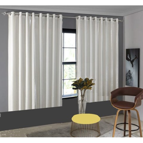 Cortina Para Sala Com Voil Jamile 300x1,80 CortinaWeb: Off White