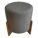 Ver imagem 1 de Puff Redondo para sala e quarto decorativo base madeira - Cinza
