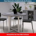 Ver imagem 2 de Mesa de Reunião Redonda P25 Pandin 110 Cm (largura) Tampo Mdp Grafito Pé Aço Tubular Branco