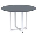 Ver imagem 1 de Mesa de Reunião Redonda P25 Pandin 110 Cm (largura) Tampo Mdp Grafito Pé Aço Tubular Branco