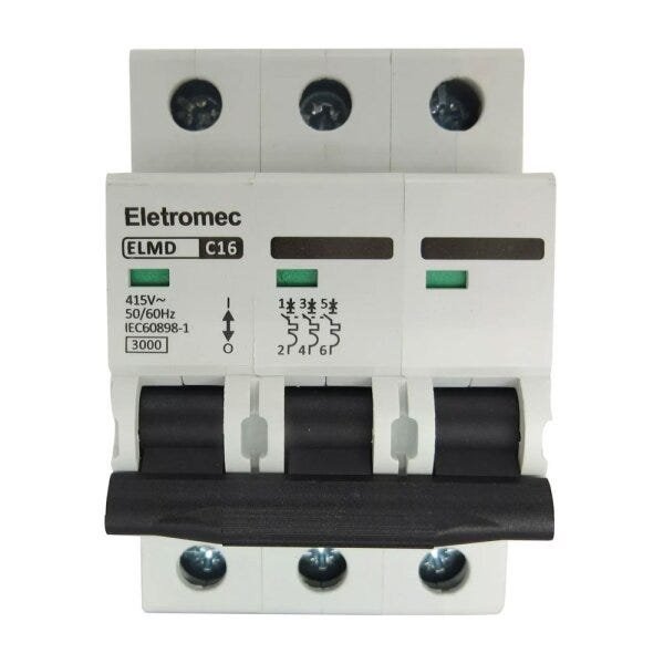 Kit 3 Disjuntor 16a Amperes Tripolar Curva C - Eletromec - 2
