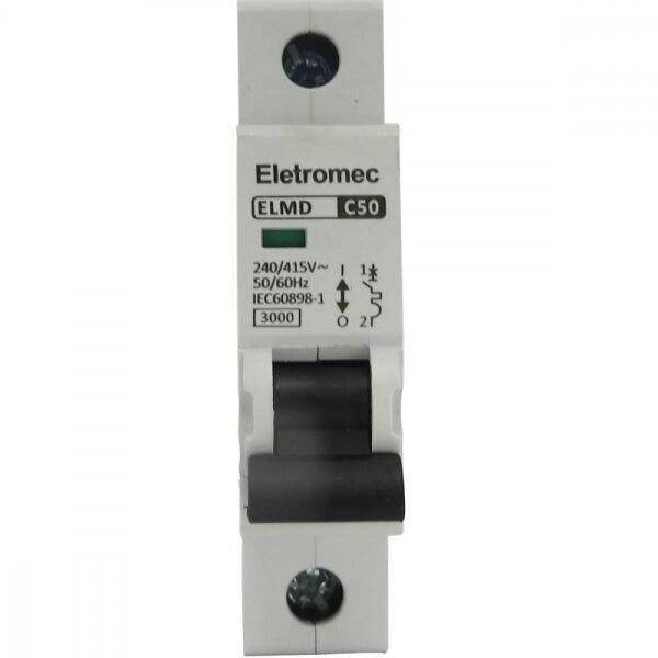 Kit 5 Disjuntor 50a Amperes Monopolar Curva C - Eletromec - 2