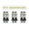 Kit 3 Disjuntor 25a Amperes Bipolar Curva C - Eletromec - 1