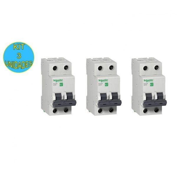 Kit 3 Disjuntor Mini Easy9 Termomag Bip 10A Curva B Schneider - 1
