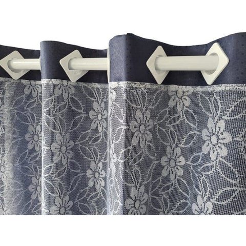 Cortina de Renda para Sala /quarto 300x270 Camila Cortinaweb: Azul Renda Flor