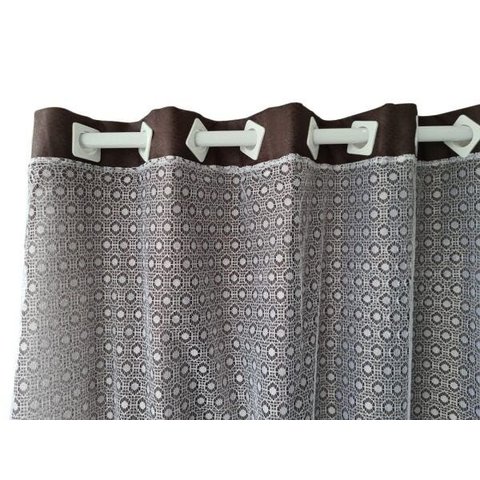 Cortina de Renda para Sala /quarto 300x270 Camila Cortinaweb: Cinza Renda Flor