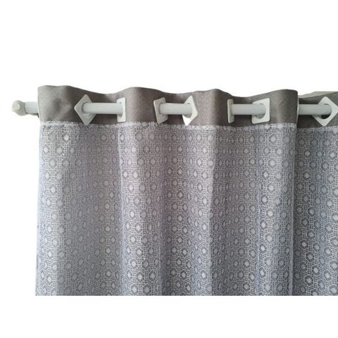 Cortina de Renda Para Sala /Quarto 300x270 Camila CortinaWeb: Cinza Renda Bolinha
