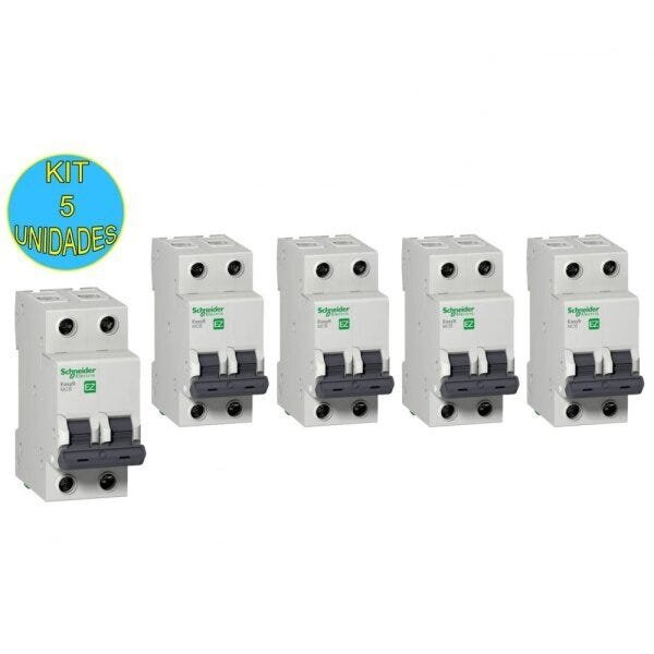 Kit 5 Disjuntor Mini Easy9 Eletromag Bip 80A 4,5ka Curva C Schneider - 1