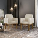 Ver imagem 2 de Kit 4 Poltronas Cadeira Reforçada - Escritório Recepção Bege Cor:bege