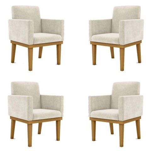 Kit 4 Poltronas Cadeira Reforçada - Escritório Recepção Bege Cor:bege