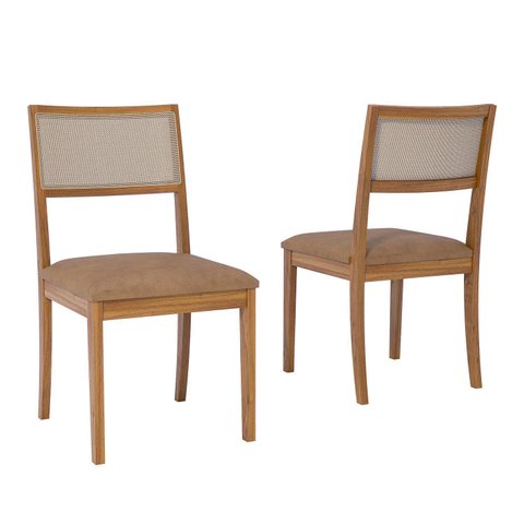 Jogo 2 Cadeiras para Sala de Jantar Kiwi Natuame Marrom Madeira/Kaki