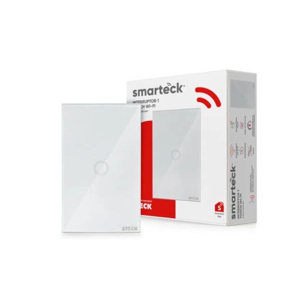 Interruptor Inteligente Wi-Fi Smarteck 4x2 1 Módulo Touch Branco