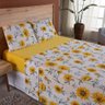 Jogo de Lençol Dallas Soft King 4 Peças Malha 100% Algodão - Floral Amarelo - 1