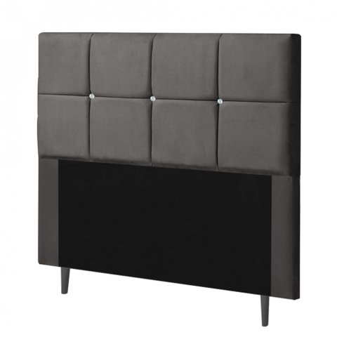 Cabeceira Estofada Poliana 140CM Casal Strass Courino Cinza - D A DECOR