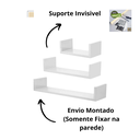 Ver imagem 2 de Kit Prateleira em U de Mdf Branco com 3 Peças
