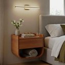 Ver imagem 1 de Mesa de Cabeceira Criado Suspenso com Gaveta e Nicho Volare - Nature