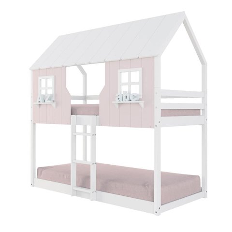 Beliche Montessoriano Casinha Encantada Madeira Maciça Rosa/branco | Housin
