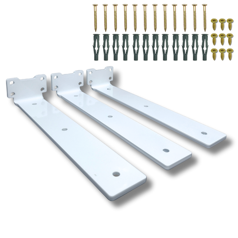 3 Suportes para Prateleira 25cm Fixo de Parede Mão Francesa Estilo Moderno Aço Robusto Branco