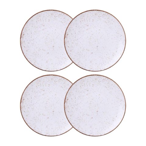 Jogo de Pratos Rasos 4 Peças Rústico 25 Cm Porcelana Decorada Tramontina
